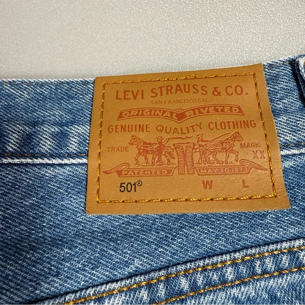 Levi's Premium 501 Blue High Rise Distressed Jean Short Cutoff Shorts NWOT